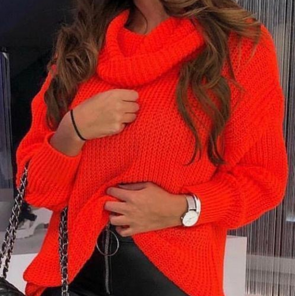 MYSPLANET Tan Cozy Oversized Turtleneck Sweater